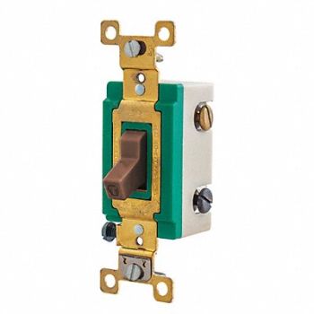 GRAINGER APPROVED Wall Switch 30A Brown 3-Way Type Toggle, 52HE42