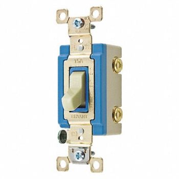 GRAINGER APPROVED Wall Switch 15A Ivory 2-Pole Type Toggle, 52HE49