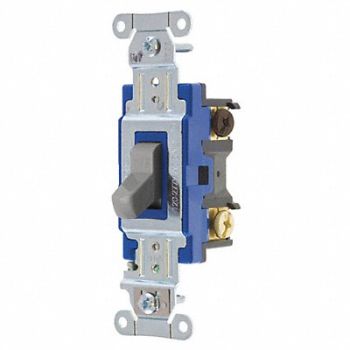 GRAINGER APPROVED Wall Switch 15A Gray 3-Way Type Toggle, 52HE51