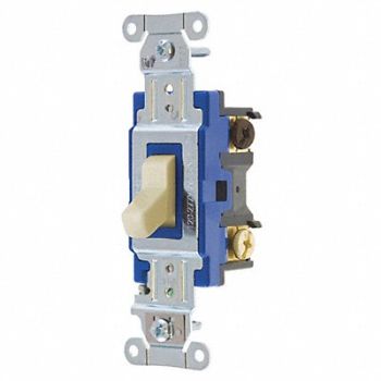 GRAINGER APPROVED Wall Switch 15A Ivory 3-Way Type Toggle, 52HE52
