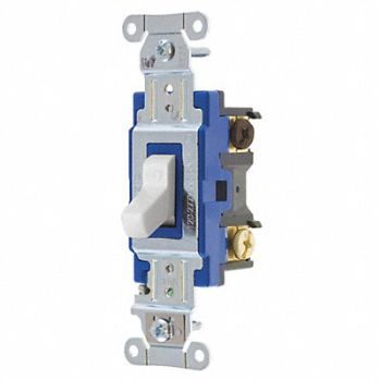 GRAINGER APPROVED Wall Switch 15A White 3-Way Type Toggle, 52HE54