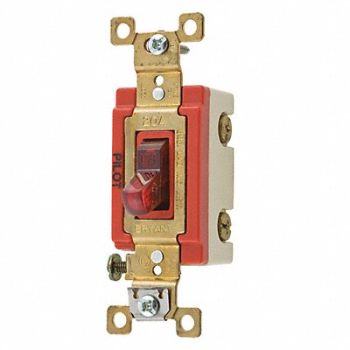 GRAINGER APPROVED Pilot Light Wall Switch Red 1-Pole Type, 52HE62