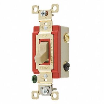 GRAINGER APPROVED Wall Switch 20A Ivory 3-Way Type Toggle, 52HE72