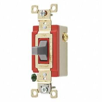 GRAINGER APPROVED Wall Switch 20A Gray 1-Pole Type Toggle, 52HE80
