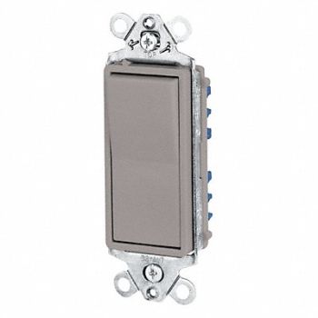 GRAINGER APPROVED Wall Switch 15A Gray 1-Pole Type Rocker, 52HE82