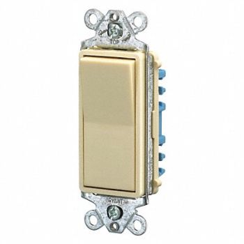 GRAINGER APPROVED Wall Switch 15A Ivory 1-Pole Type Rocker, 52HE83