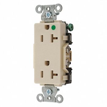 HUBBELL Recept Ivory 20 A 2P3W Back Side 1PK, 52HF28