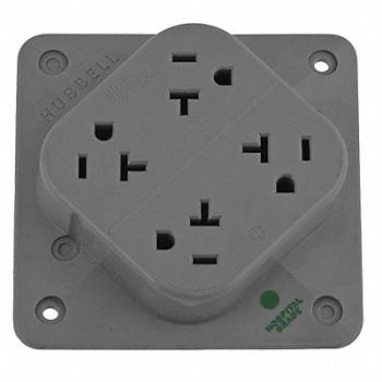 HUBBELL Receptacle Gray 20 A 2P3W Back 1PK, 52HF29