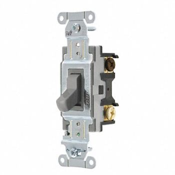 HUBBELL Wall Switch Gray 3-Way Type 1 to 2 HP, 52HF30