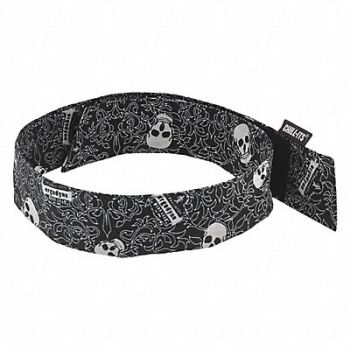 CHILL-ITS BY ERGODYNE Evaporative Cooling Bandana Black/White, 52JA05