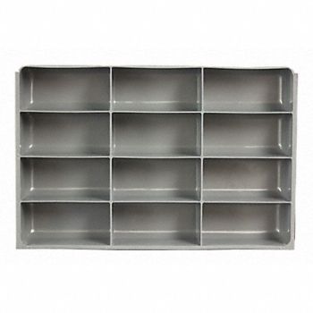 DURHAM MFG DrwInsrt Gry 12Cmptmnt PlyPrp Fit12 Box, 52JD27