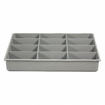 DURHAM MFG DrwInsrt Gry 12Cmptnt PlyPrp Fit91/4 Box, 52JD37