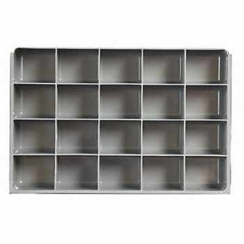 DURHAM MFG DrwInsrt Gry 20Cmptmnt PlyPrp Fit12 Box, 52JD29