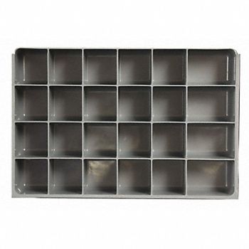 DURHAM MFG DrwInsrt Gry 24Cmptmnt PlyPrp Fit12 Box, 52JD31