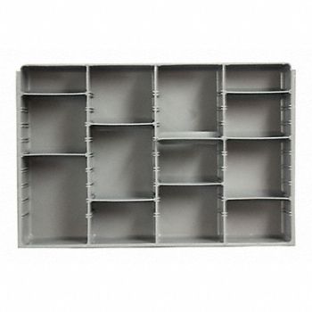 DURHAM MFG DrwInsrt Gry 4Cmptmnt PlyPrp Fit12 Box, 52JD33