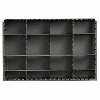 DURHAM MFG DrwInsrt Gry 16Cmptmnt PlyPrp Fit12 Box, 52JD35