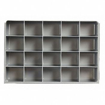 DURHAM MFG DrwInsrt Gry 20Cmptnt PlyPrp Fit91/4 Box, 52JD40