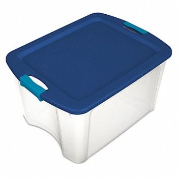 STERILITE Storage Tote Clear/Blue Polypropylene, 52JL98