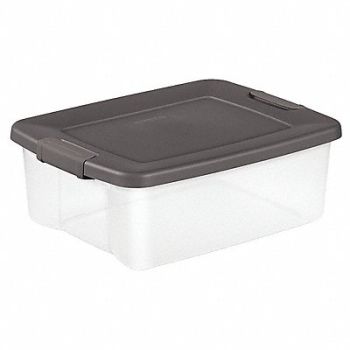 STERILITE Storage Tote Clear/Gray Polypropylene, 52JM06