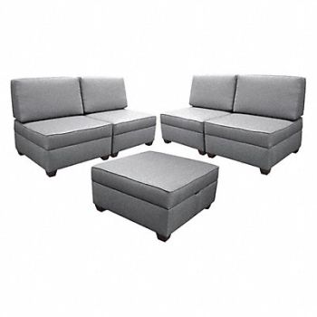 DUOBED Sectional Sofas Set 150 W Gry Upholstery, 52NC55
