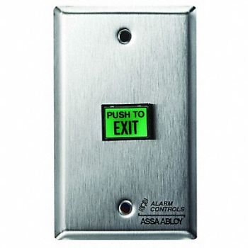 ALARM CONTROLS Exit Button Single Gang Stainless Steel, 52ND24