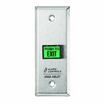 ALARM CONTROLS Exit Button Narrow Stainless Steel, 52ND25