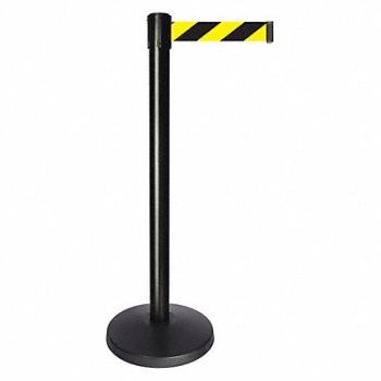 QUEUEWAY Barrier Post Black/Yellow Diagonal Belt, 52NN59