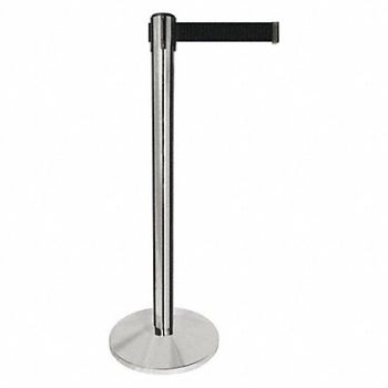 QUEUEWAY Barrier Post Silver Post Black Belt, 52NR19