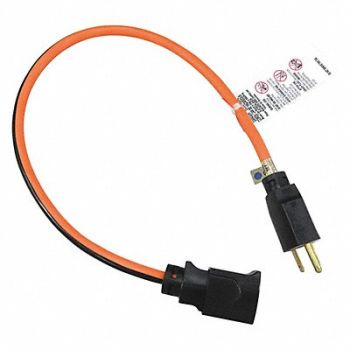 POWER FIRST Lock Ext Cord 2ft 14Ga 15A SJTW Org/Blk, 52NY10