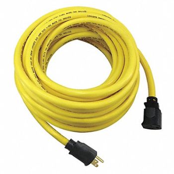 POWER FIRST Lock Ext Cord 50ft 10Ga 15A SJTW Yel, 52NY16