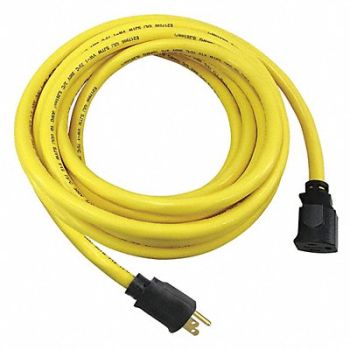 POWER FIRST Lock Ext Cord 25ft 10Ga 15A SJTW Yel, 52NY19