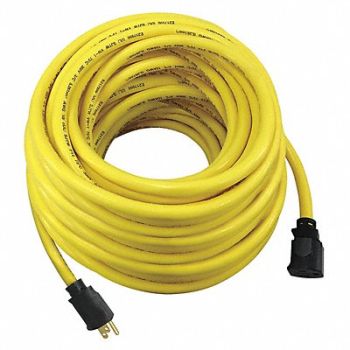 POWER FIRST Lock Ext Cord 100ft 10Ga 15A SJTW Yel, 52NY21