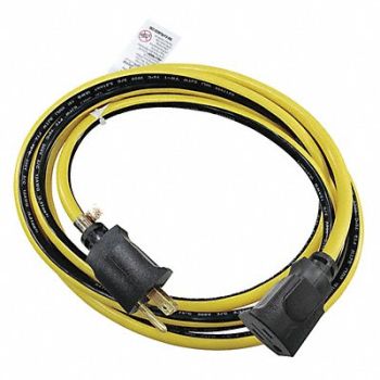 POWER FIRST Lock Ext Cord 10ft 12Ga 15A SJTW Yel/Blk, 52NY22