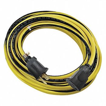 POWER FIRST Lock Ext Cord 25ft 12Ga 15A SJTW Yel/Blk, 52NY24