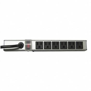 POWER FIRST Outlet Strip 6 Outlet 15A 12 L Gry, 52NY30