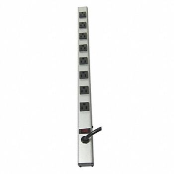 POWER FIRST Outlet Strip 8 Outlet 15A 24 L Gry, 52NY32