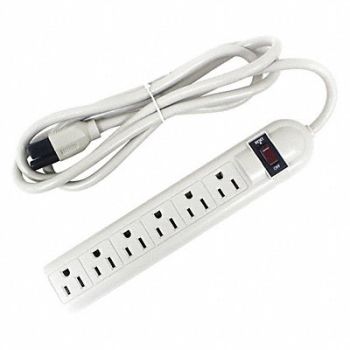 POWER FIRST Outlet Strip 6 Outlet 15A 9-5/8 L Beige, 52NY43