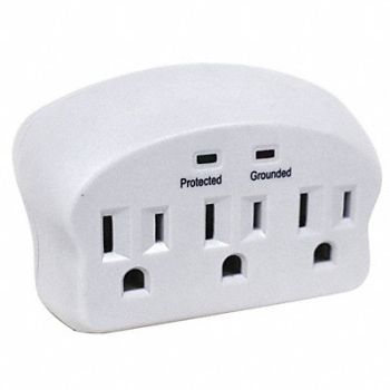 POWER FIRST Surge Plug Adapter Wht 5-15P 1875W, 52NY48