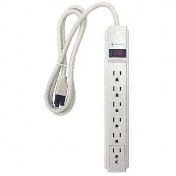 POWER FIRST Surge Protector Outlet Strip 4 ft White, 52NY52
