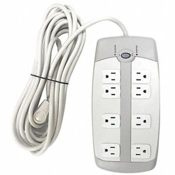 POWER FIRST Surge Protector Outlet Strip White, 52NY53