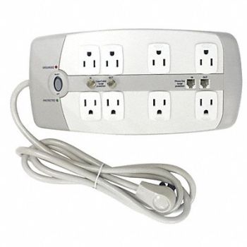 POWER FIRST Surge Protector Outlet Strip 6 ft White, 52NY59