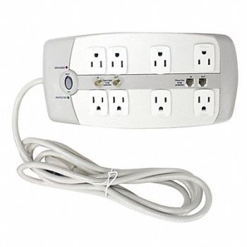 POWER FIRST Surge Protector Outlet Strip White, 52NY63