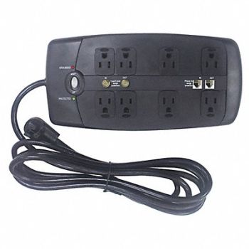 POWER FIRST Surge Protector Outlet Strip Black, 52NY65