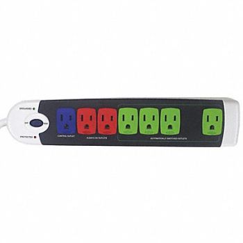 POWER FIRST Surge Protector Outlet Strip 4 ft White, 52NY66