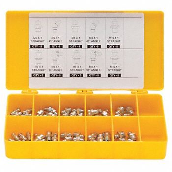 WESTWARD Grease Fitting Kit Metric Tapered PK50, 52NZ93