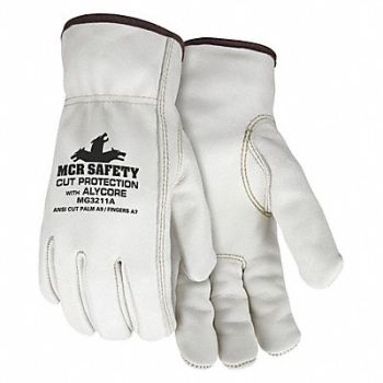 MCR SAFETY K2610 Leather Gloves Beige 2XL PR, 52TV52