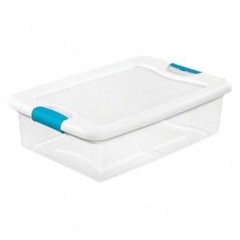STERILITE Storage Tote Clear/White Polypropylene, 52VN74