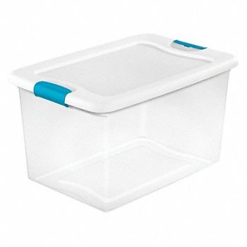 STERILITE Storage Tote Clear/White Polypropylene, 52VN75