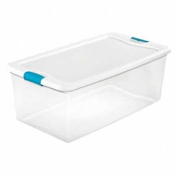 STERILITE Storage Tote Clear/White Polypropylene, 52VN76