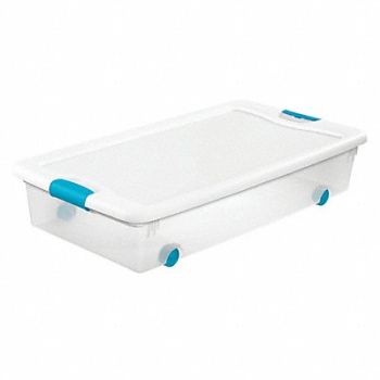 STERILITE Storage Tote Clear/White Polypropylene, 52VN77